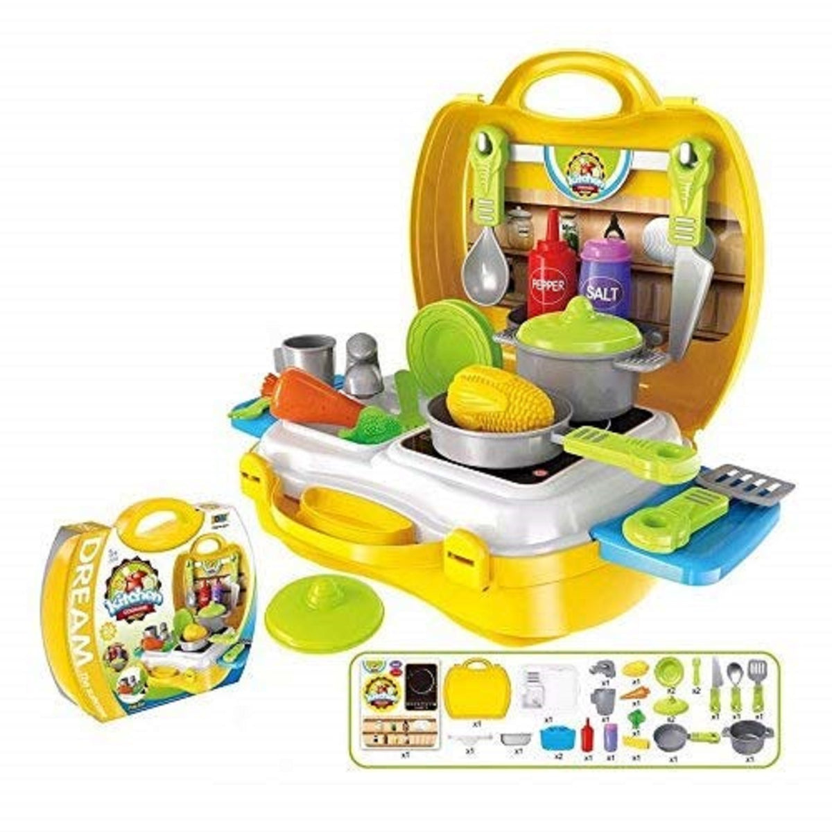 Food Play Set Toys for Girls - Kitchen Cooking Play Set Toys for Girls, Pretend Play Toys for Kids (Set of 26 Pcs)