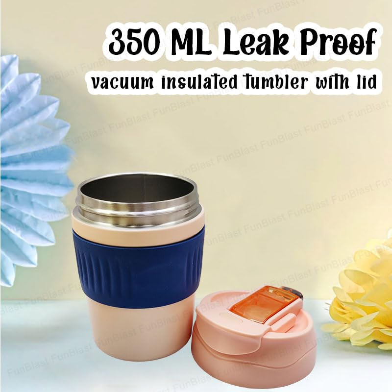 Vacuum Insulated Stainless Steel Travel Coffee Mug, 350 ML Leak Proof/Spill Proof Tumbler with Lid, Coffee Mug, Tumbler for Hot & Cold Drinks Travel Mug, Double-Walled Cup for Office, Home, Car