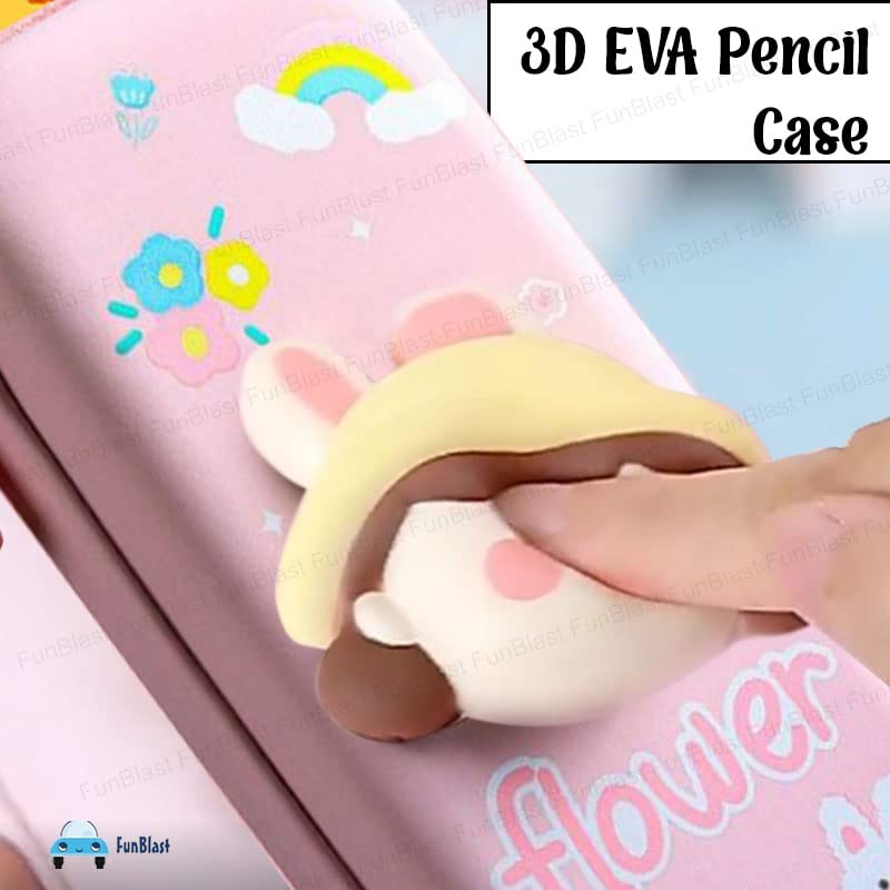 Cartoon Theme Pencil Case - 3D EVA Pencil Case Pouch, Multipurpose Zipper Pencil Case for Kids, Pen and Pencil Bag for School Kids, Girls, Kawaii Stationery Storage Box