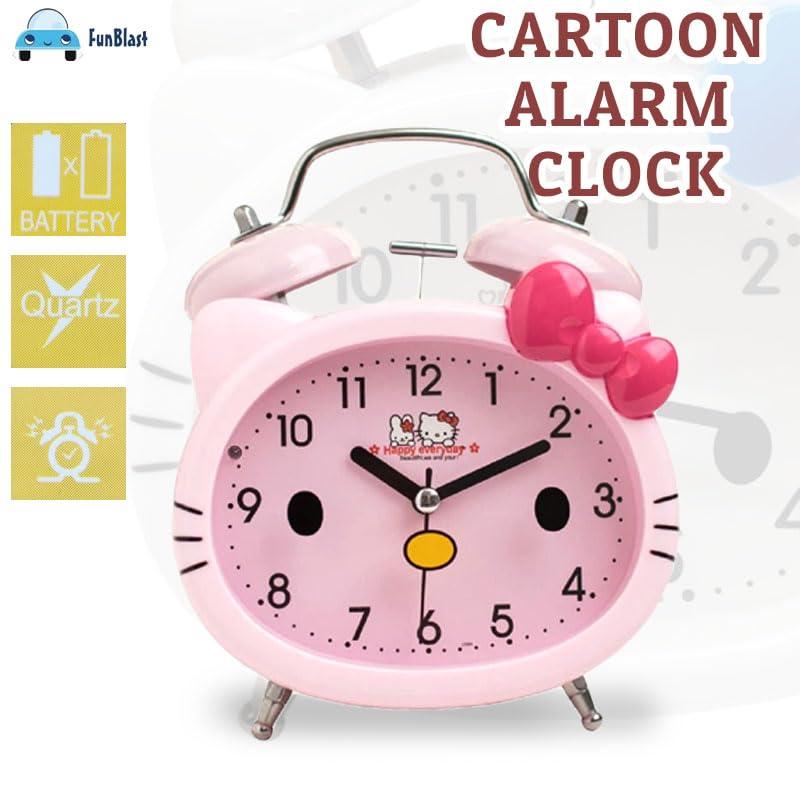 Table/Desk Twin Bell Alarm Clock with Light for Kids - Silent Analog Alarm Clock for Girls Loud Bell Alarm Table Clock for Heavy Sleeper