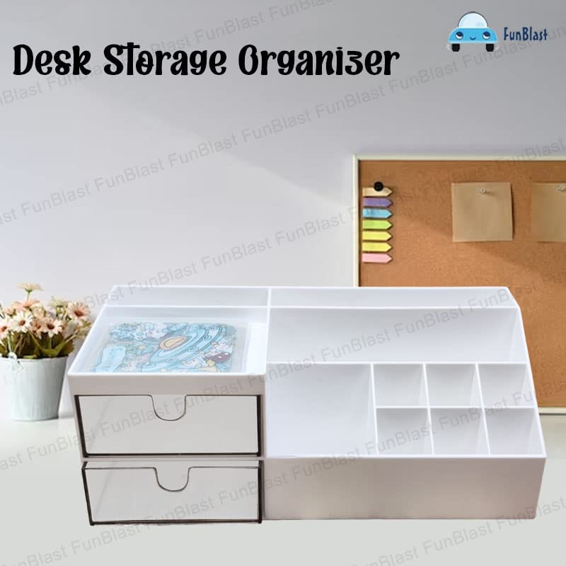 Desk Organizer Stationery Storage Stand, Pen & Pencil Holder - Table Pen Holder, Stationery Holder for School & Office, Stationery Organizer Box, Desktop organizer, Plastic