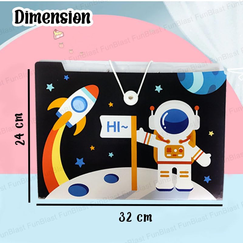 Space Theme File Folder with Elastic Band Lock – Pack of 4 Pcs Space Theme Certificates Holder with 6 Pockets, Office Documents File