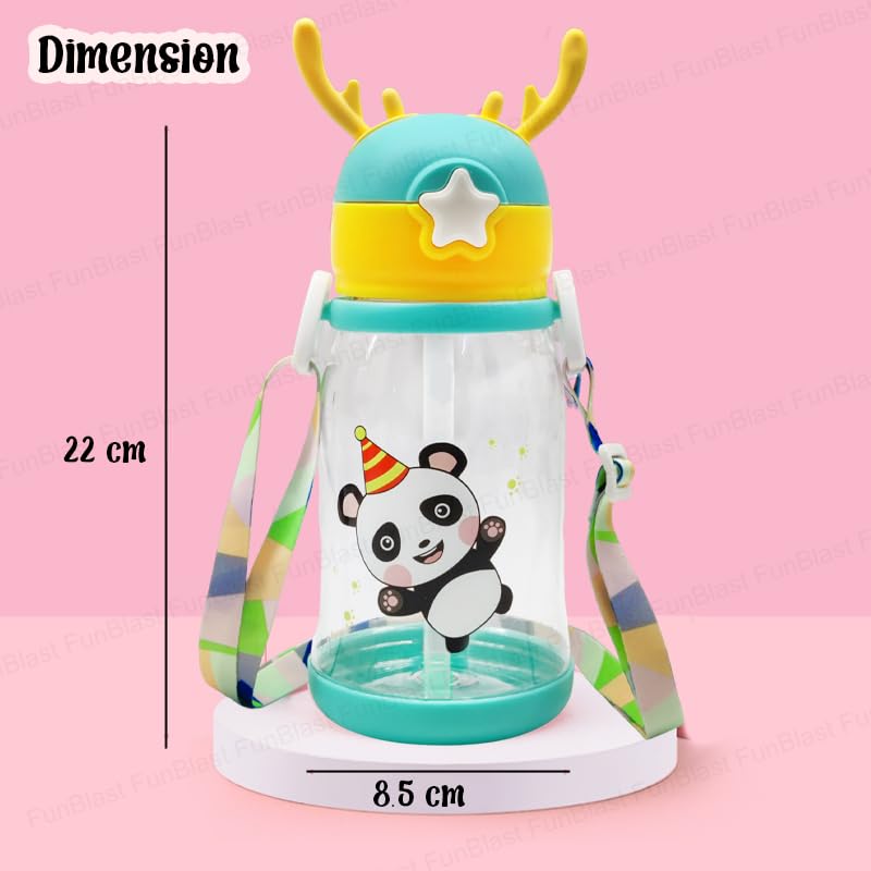 School Water Bottle for Kids - Cute Cartoon Water Bottle for kids, Sipper Bottle for Kids (600 ML) (Sea Green)