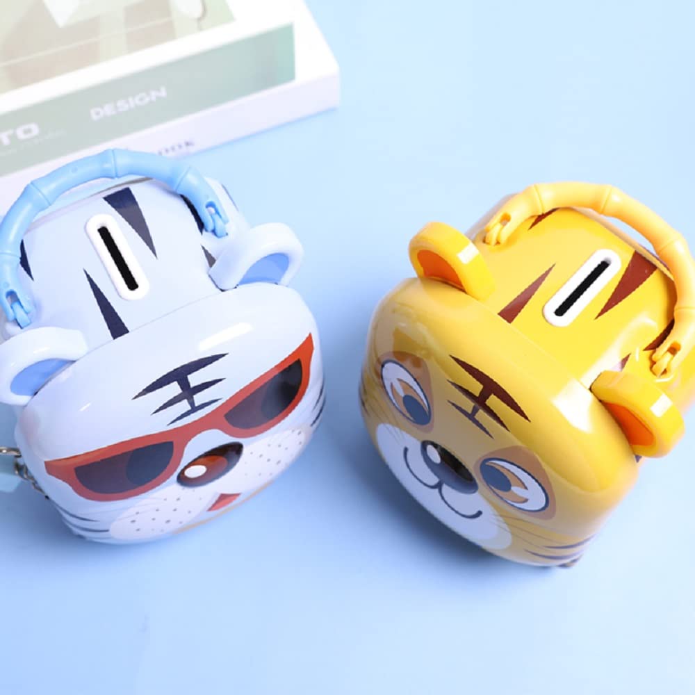 Tiger Coin Box for Kids with Lock and Key – Cartoon Toy Money Bank for Kids Piggy Saving Box for Girls, Boys, Birthday Return Gift for Children