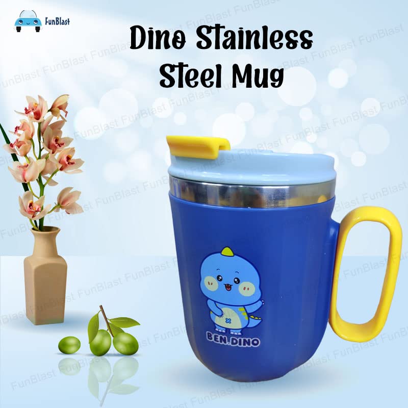 Stainless Steel Mug with Lid for Kids, Milk Drinking Mug for Kids, Insulated Coffee Mug, Mug for Girls, Insulated Vacuum Coffee Cup, Birthday Return Gifts for Kids – 400 ML