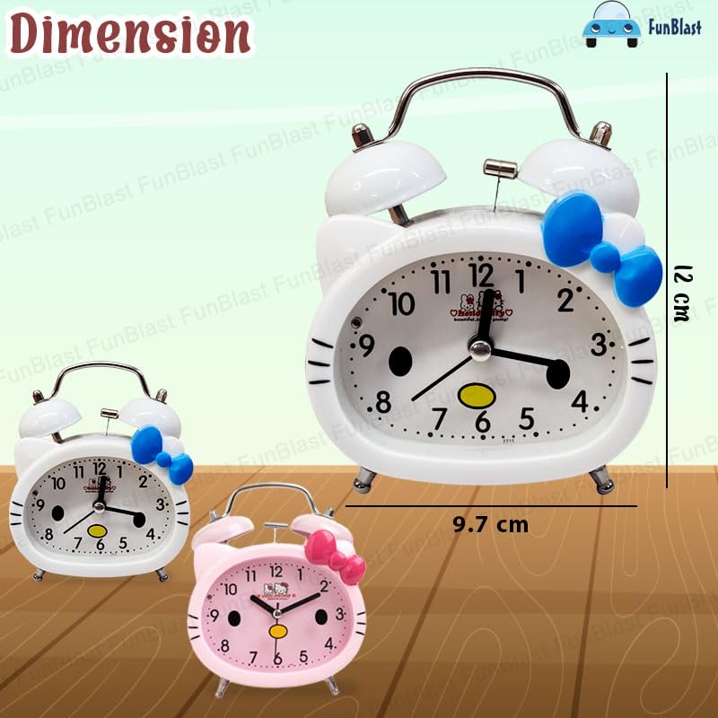 Table/Desk Twin Bell Alarm Clock with Light for Kids - Silent Analog Alarm Clock for Girls Loud Bell Alarm Table Clock for Heavy Sleeper