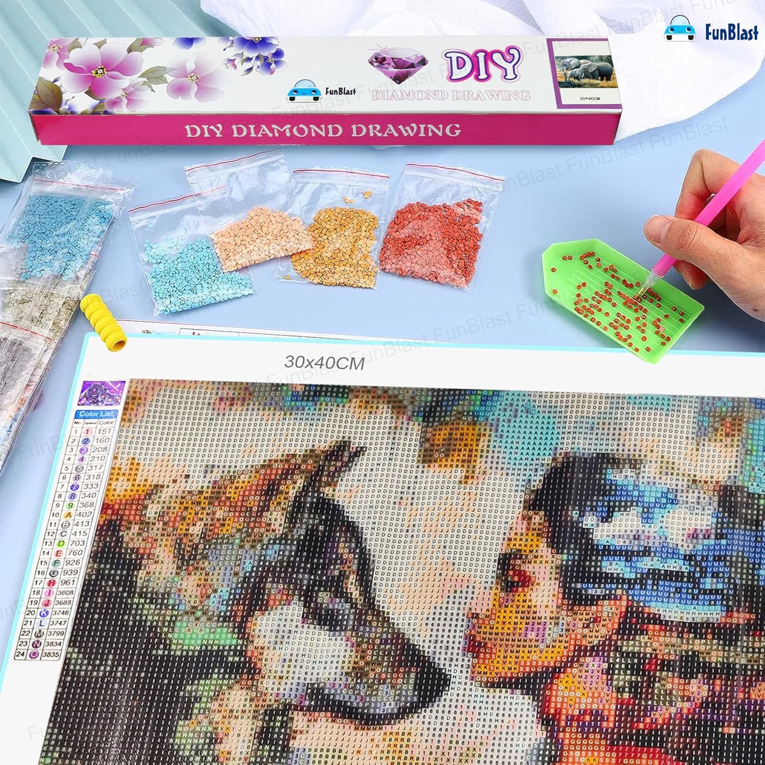 5D Diamond Painting Kit for Kids and Adults - 12x16inch Suitable for Home Leisure and Wall Decoration, Gift for Kids and Adults (Dog &amp; Girl)