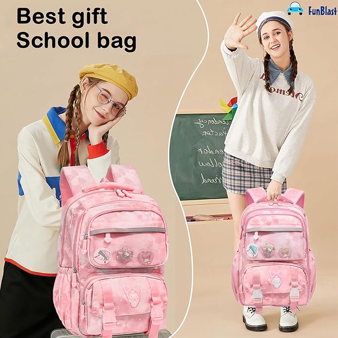 Kawaii School Backpack for Girls - Large Capacity Multifunctional Lightweight Bag for Travel, Picnic (42 X 25 X 15 CM)
