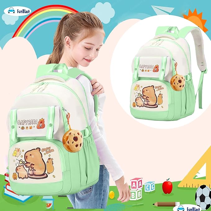 Trendy Capybara Backpack - Durable Nylon School Bag