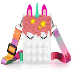 Unicorn Pop it Sling Bag - Crossbody Bag for Kids, Pop it Purse for Girls, Stress Relief Toys Pop It Bag for Girls