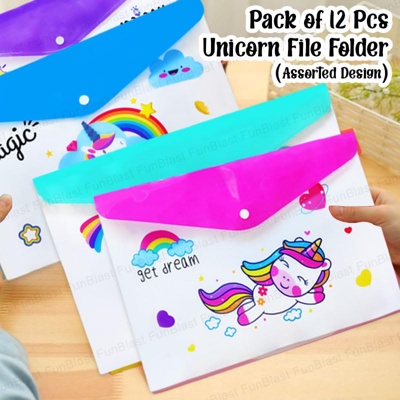 File Folder for Documents - Unicorn Certificate Holder, Document Organizer Bag (Pack of 12 Pcs)