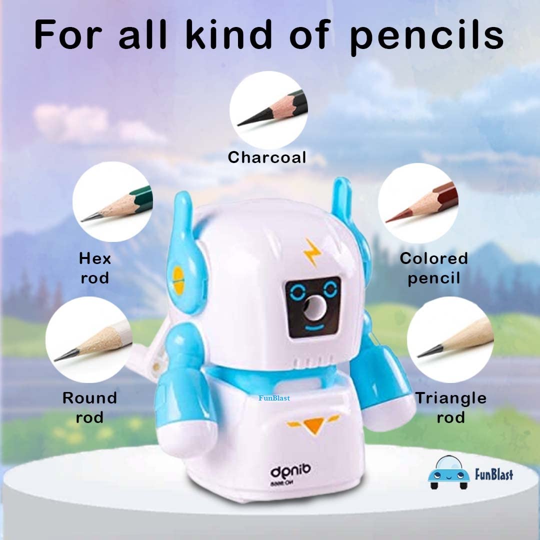 Sharpener for Kids – Robot Pencil Sharpener, Table Sharpener Machine (Assorted Color)