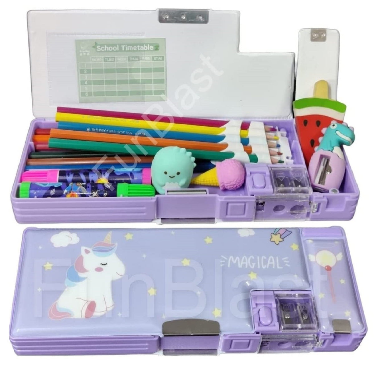 Multifunctional Pencil Box for Kids, Unicorn Pencil Box, Kids Pencil Box for Girls, Magnetic Pencil Box for Girls, Girls Pencil Pouch, Pop up Pencil Box