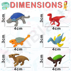 (Pack of 12 Pcs) Dinosaur Theme Erasers Set for Kids Educational Stationary Kit for Kids