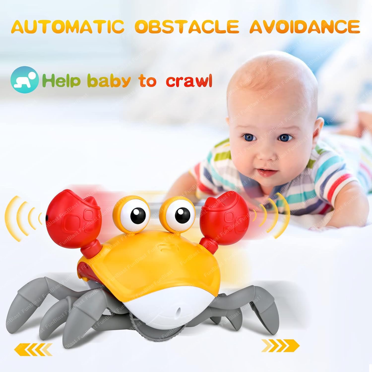 Crawling Crab Toy for Kids - Dancing Crawling Baby Toys, Electronic Walking Moving Toys for Babies Infant Toddlers Fun Play Interactive Early Learning Educational Toys (Random Color)
