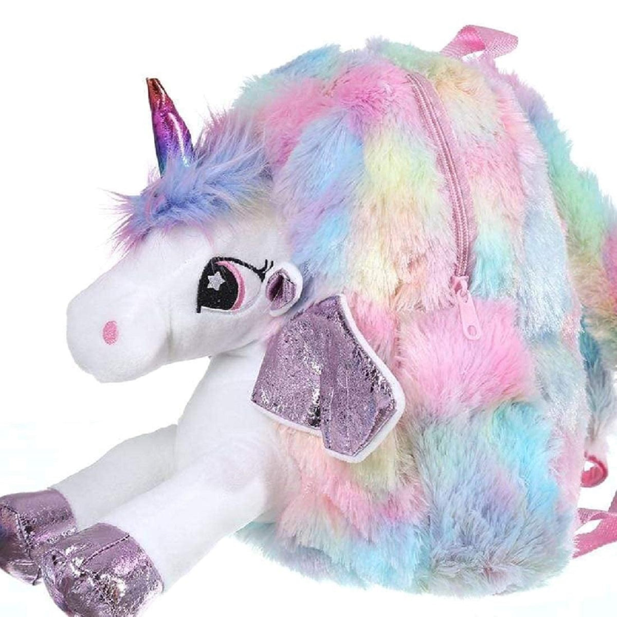 Unicorn Soft Fur Bag for Kids - School & Picnic Bag/Lightweight Travel School Mini Backpack for Girls & Kids, Birthday Gift for Girls, Return Gift (Random Color)