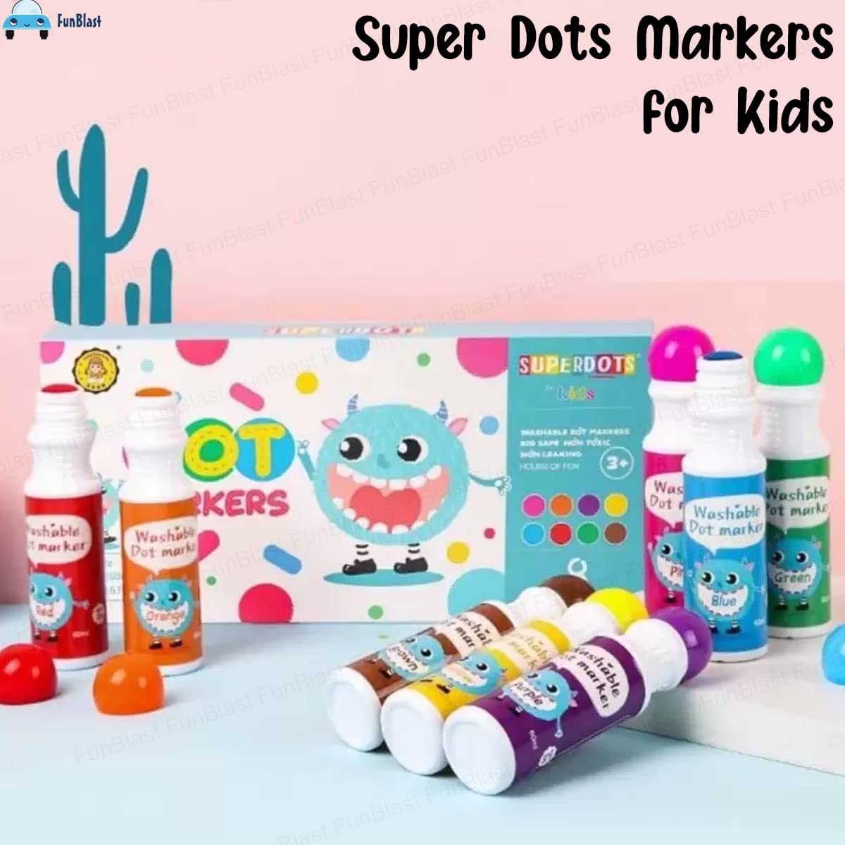 Super Dots Markers for Kids – 8 Pcs Washable Dot Markers for Artist, Professional, Beginners, Washable Marker Bottle Pens for Kids