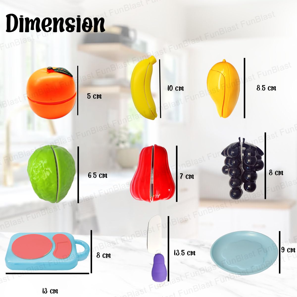 Realistic Fruit Toy for Kids, Kids Toy with Chopping Board & Knife – (Multicolor; 9 Pcs)