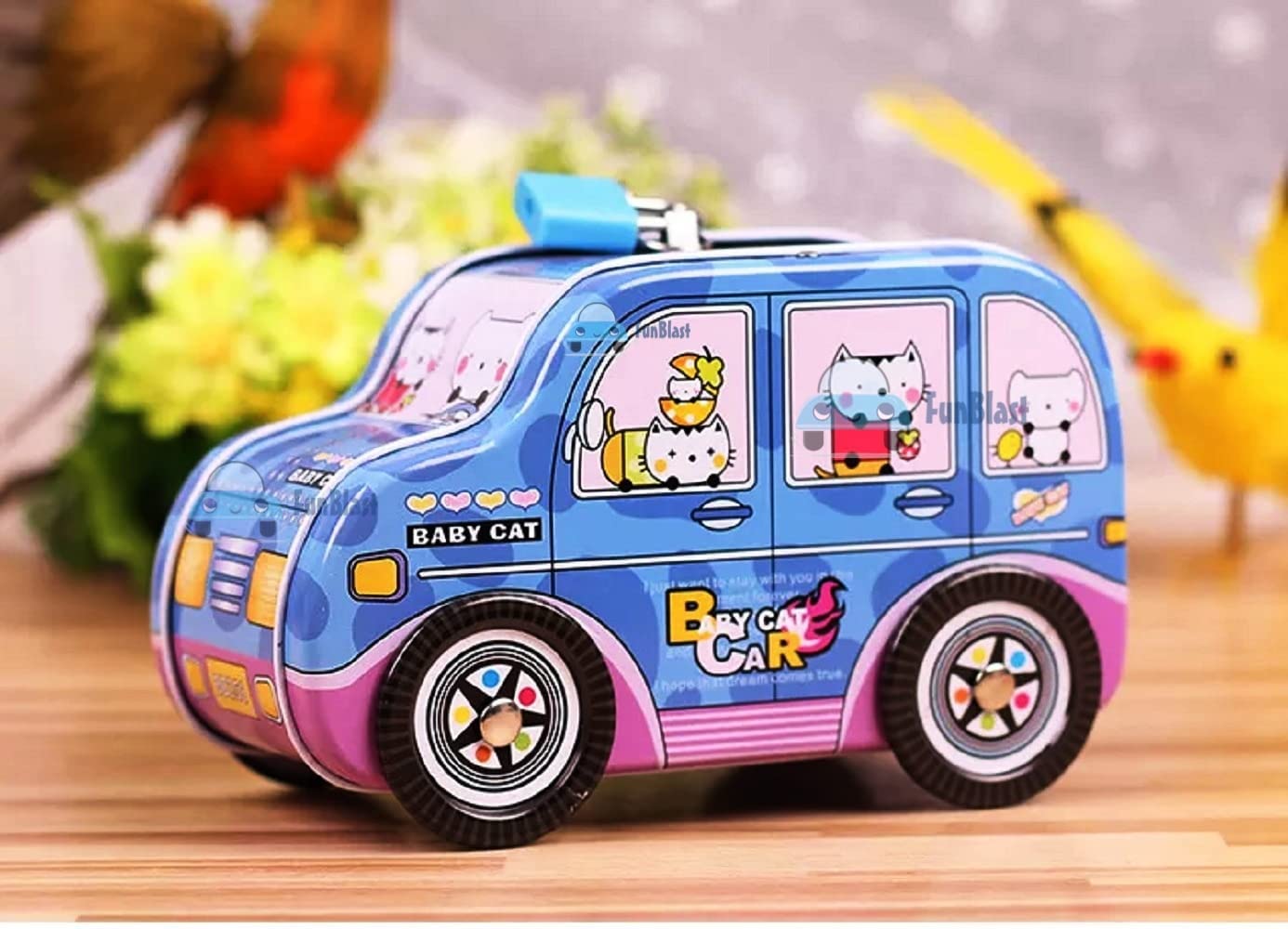 Piggy Bank - Car Shaped Coin Box with Moving Wheel for Kids (Pack of 3 Pcs)