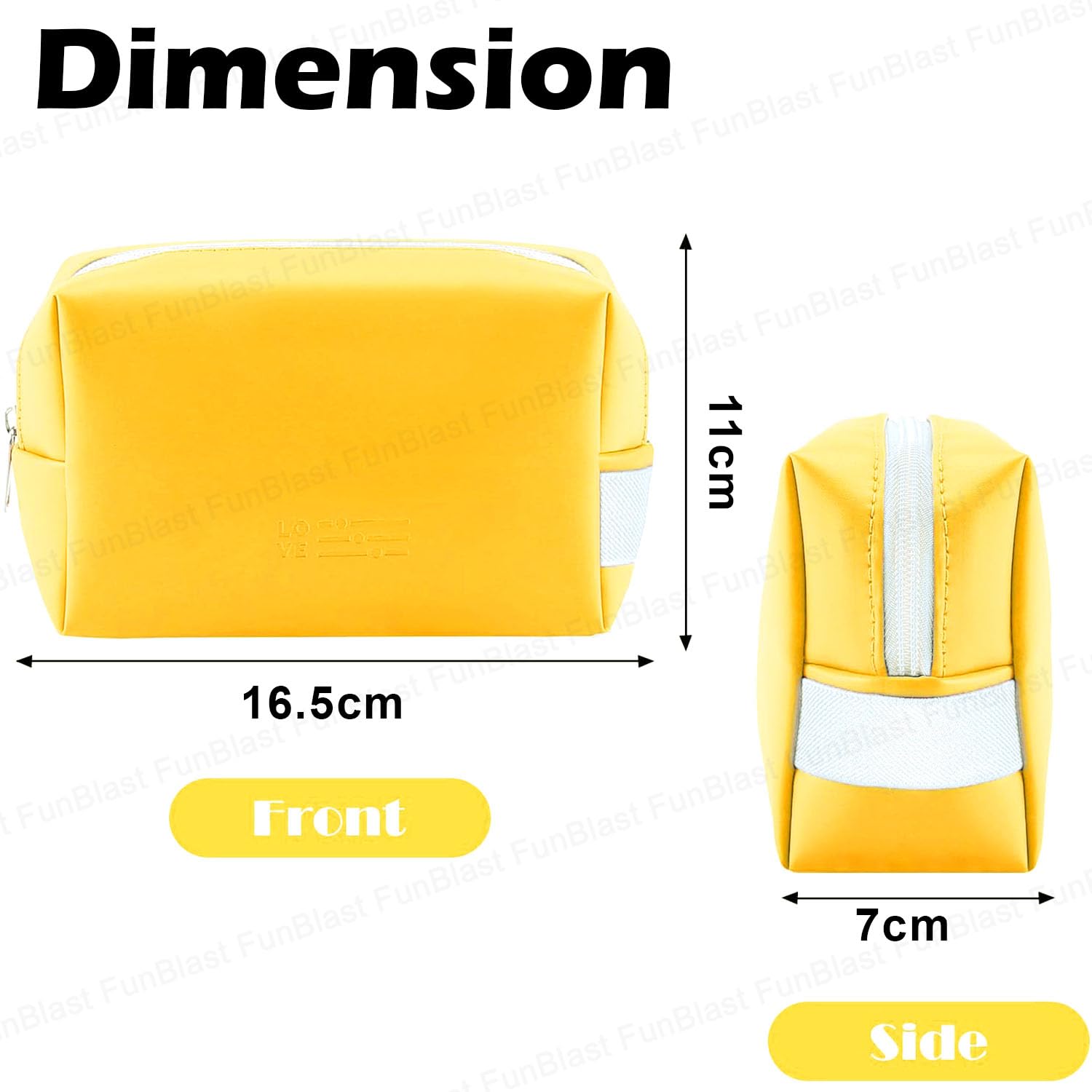 Multipurpose Cosmetic Pouch with Zipper Lock for Girls & Women (Yellow)