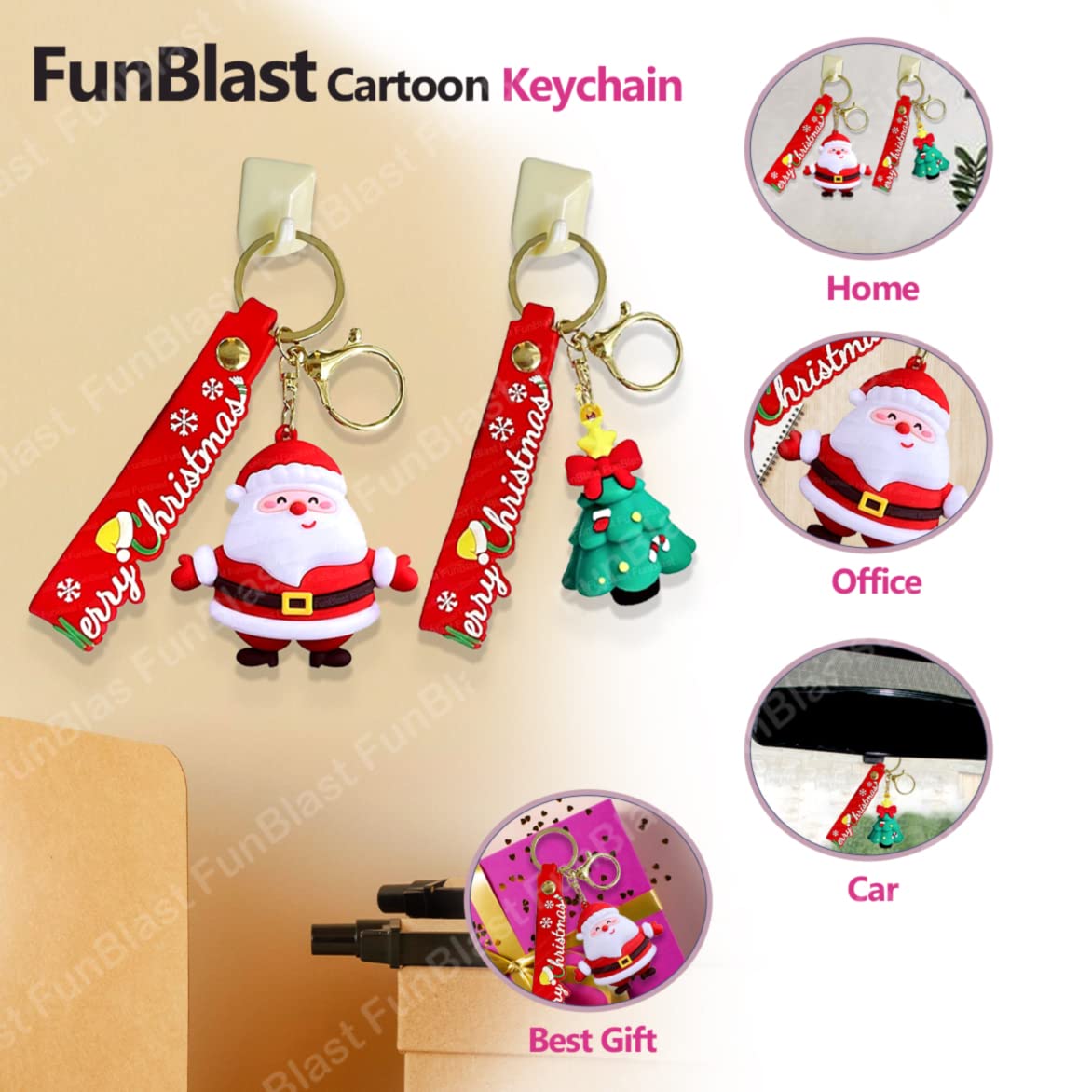 Merry Christmas Keychain for Girls – Kawaii Keychain, Keyring, Key Ring for Girls, Return Gifts for Kids