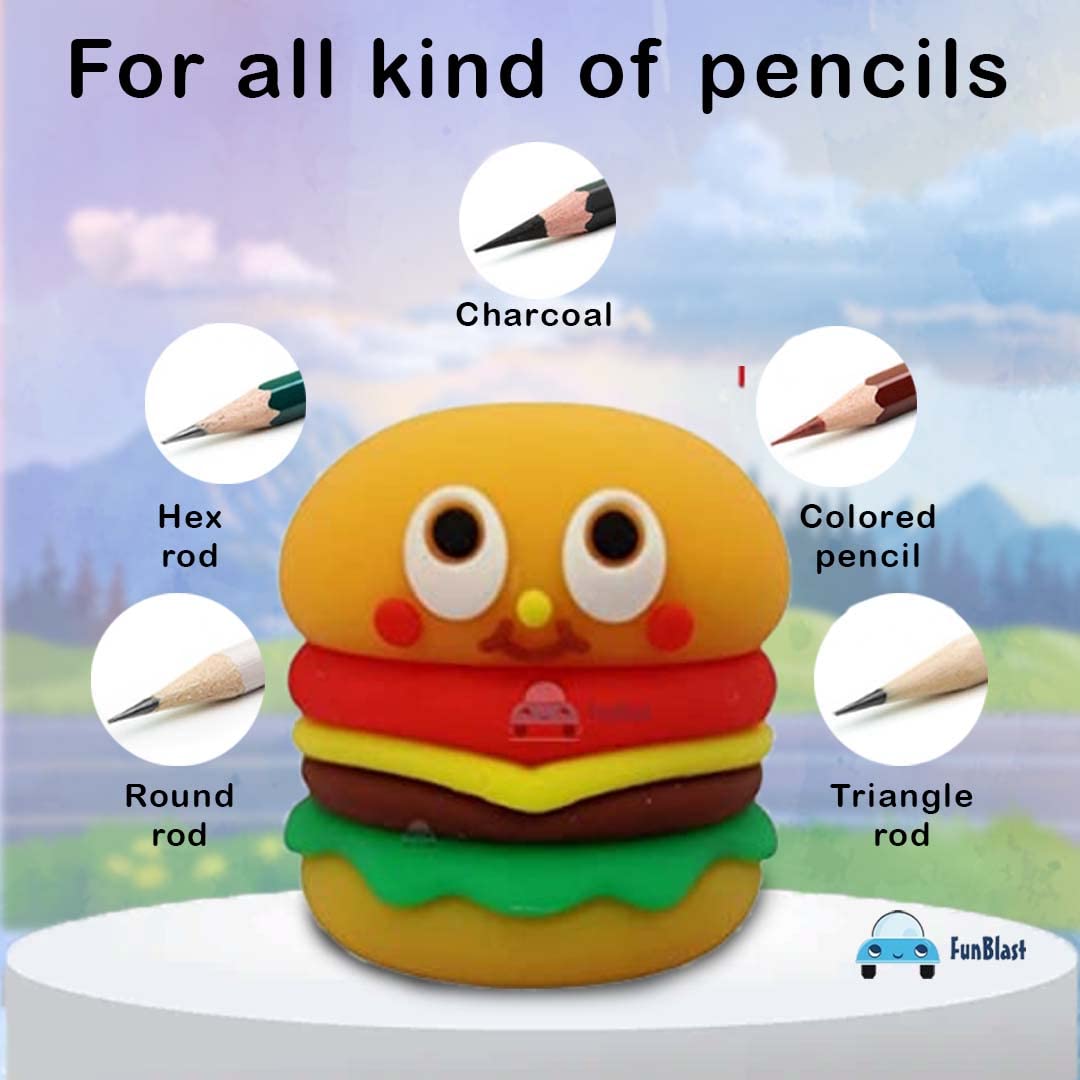 Sharpener for Kids - Sharpener for Pencil Sharpener for Kids Stylish, Stationary Set for Kids, Pencil Sharpener Machine for Kids Stationary Items - Best Return Gifts (Burger+Fries Sharpener)