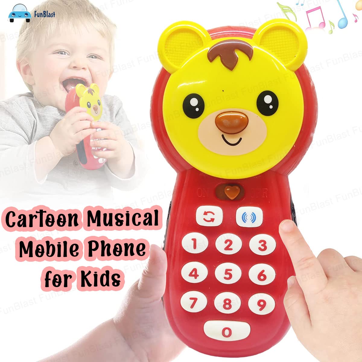 Cartoon Musical Mobile Phone for Kids, Mobile with Light & Sound Toys for Babies | Educational Toys for Kids 3+ Years/Boys/Girls-1 Unit