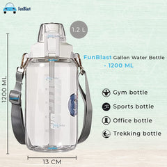 Gallon Water Bottle, Sports water Bottle-1200 ML, Water Bottle for Gym, Gym water bottle,Sports Water Bottle - Leak-Proof with Sipper & Handle for Home, Office, Gym, Trekking