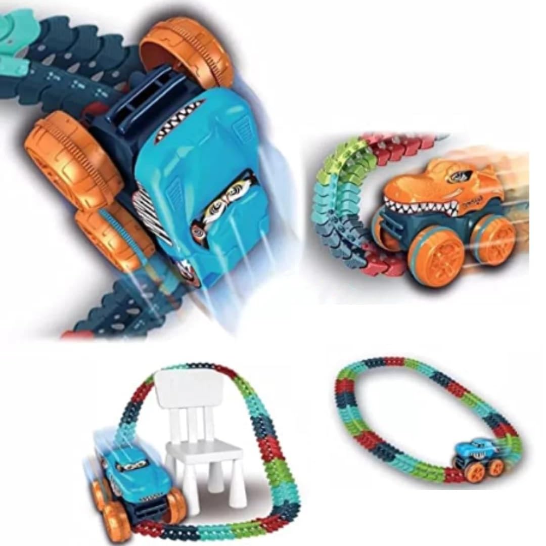 Racing Track Set Toy - Flexible and Bendable Twist Toy Set with Racing Car, B/O DIY Rapid Racing Track with Car Toys and Games for Boys, Girls, Kids (102 Pcs)