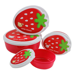 Strawberry Shape Lunch Box for Kids - Pack of 4 Pieces