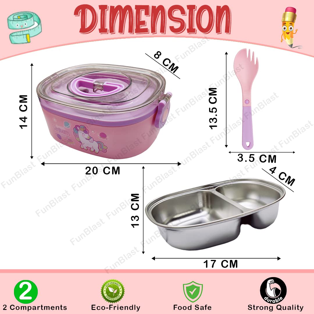 Lunch Box for School Kids – Unicorn Lunch Box with Spoon, Compartment Lunch Box, Tiffin Box for School, Lunch Box for Kids, Lunch Box Container, Lunch Box for Dry Foods