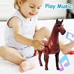 Walking Horse Toy - Animal Figure Toy with Walking and Realistic Sound, Horse Toy Battery Operated for 3+ Years Old Kids Boys, Girls