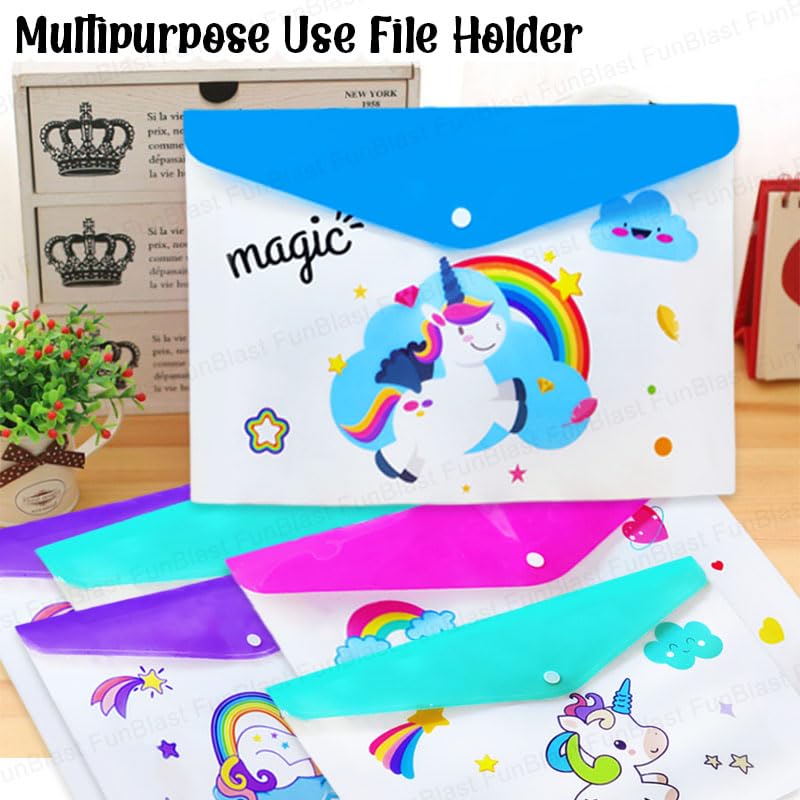 File Folder for Documents - Unicorn Certificate Holder, Document Organizer Bag (Pack of 12 Pcs)