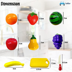 Fruits Cutting Play Set Toys - Realistic Sliceable Cutting Fruits Pretend Play Kitchen Toys for Kids, Play Food Toys - 9 Pcs