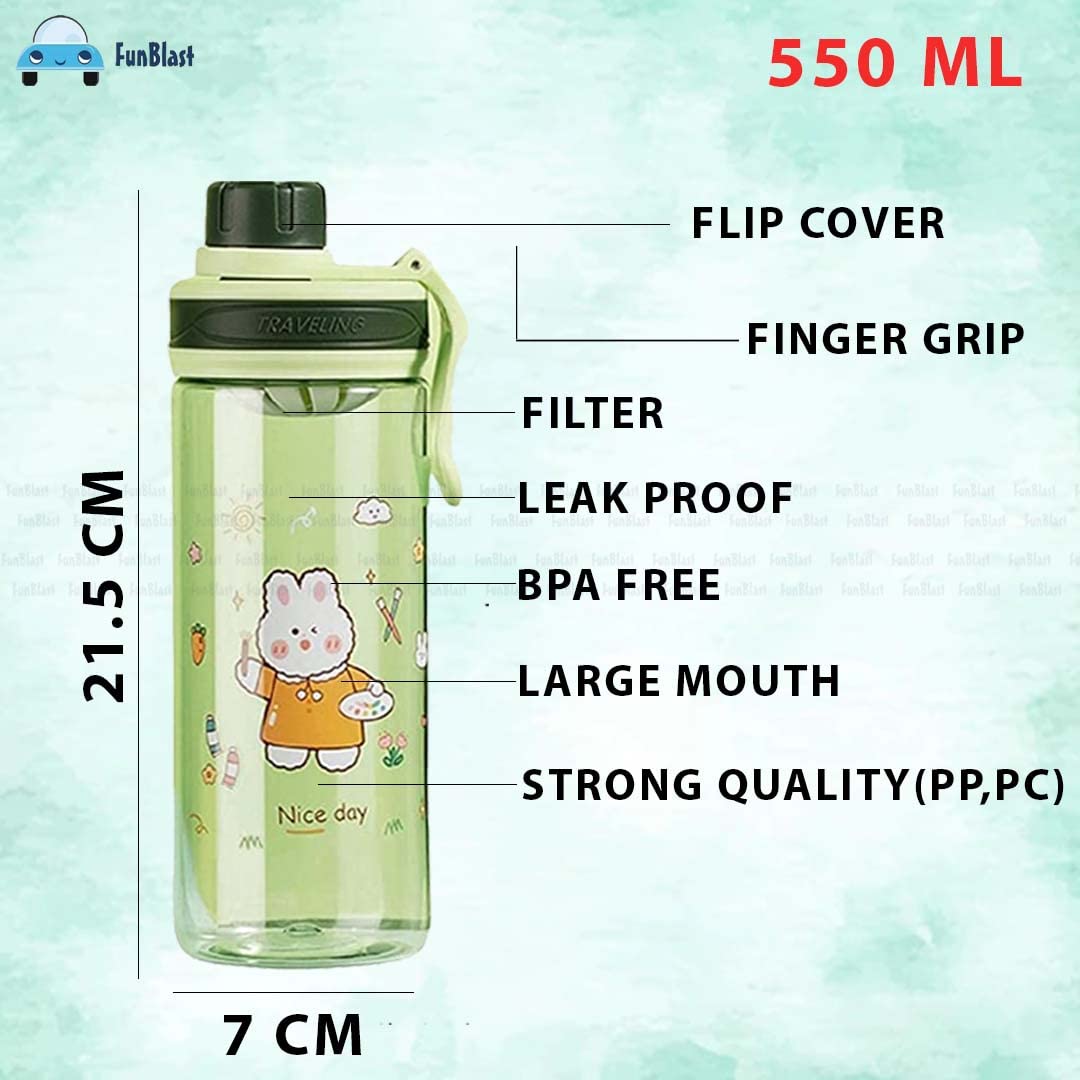 Cartoon Water Bottle for Kids, 550 ml BPA Free, Anti-Leak for Boys/Girls – 550 ML