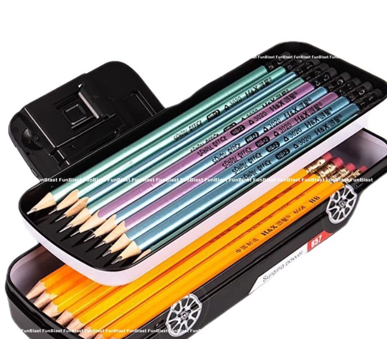 Metal Car Pencil Box for Kids – Double Layer Metal Pencil Case for