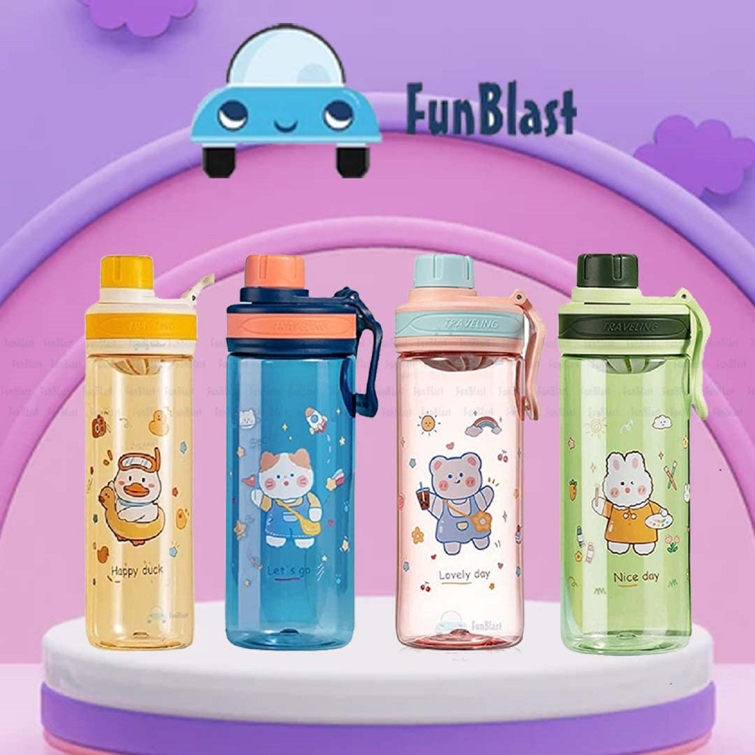 Cartoon Water Bottle for Kids, 550 ml BPA Free, Anti-Leak for Boys/Girls – 550 ML