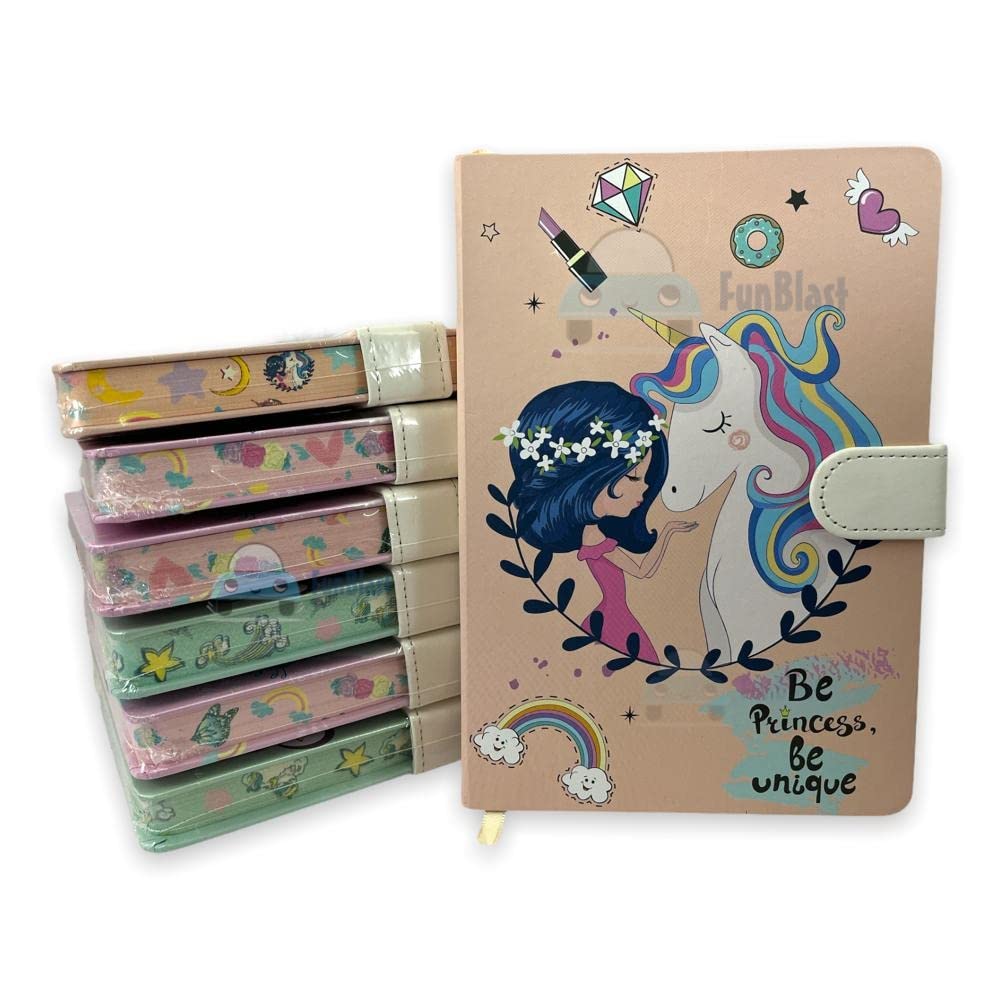 Unicorn Lock Notebook Diary for Kids, Fancy Unicorn Design Diary Notepad for College Students (Pack of 1 Pcs ; Random Color)