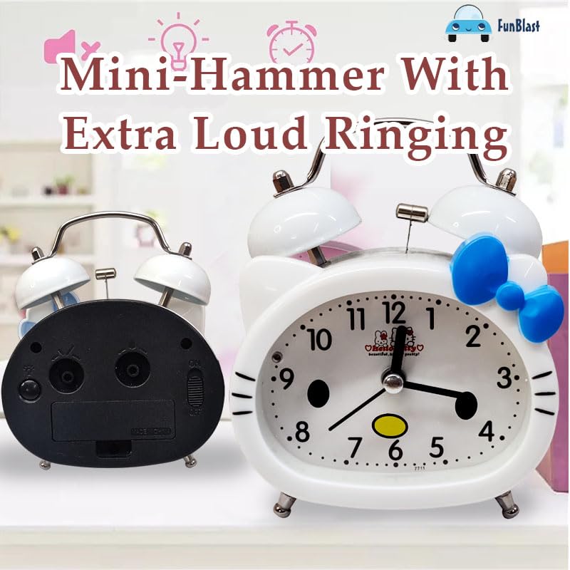 Table/Desk Twin Bell Alarm Clock with Light for Kids - Silent Analog Alarm Clock for Girls Loud Bell Alarm Table Clock for Heavy Sleeper