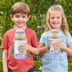 School Water Bottle for Kids - Cute Cartoon Water Bottle for kids, Sipper Bottle for Kids (600 ML) (Purple)