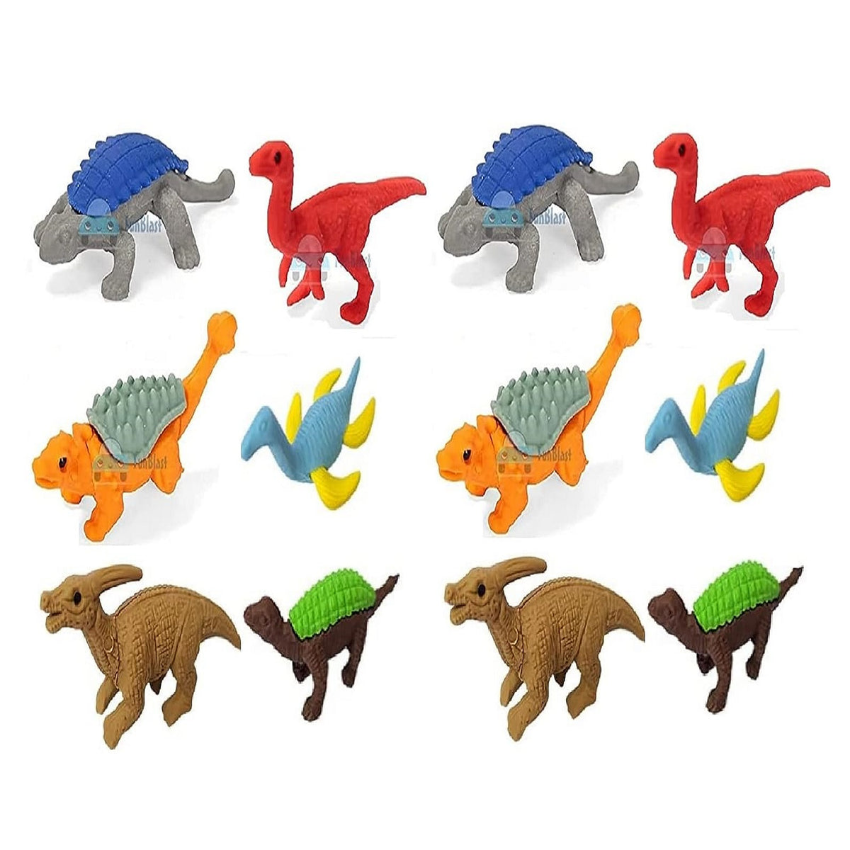 (Pack of 12 Pcs) Dinosaur Theme Erasers Set for Kids Educational Stationary Kit for Kids