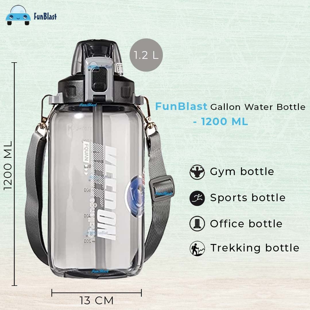 Gallon Water Bottle, Sports water Bottle-1200 ML, Water Bottle for Gym, Gym water bottle,Sports Water Bottle - Leak-Proof with Sipper & Handle for Home, Office, Gym, Trekking