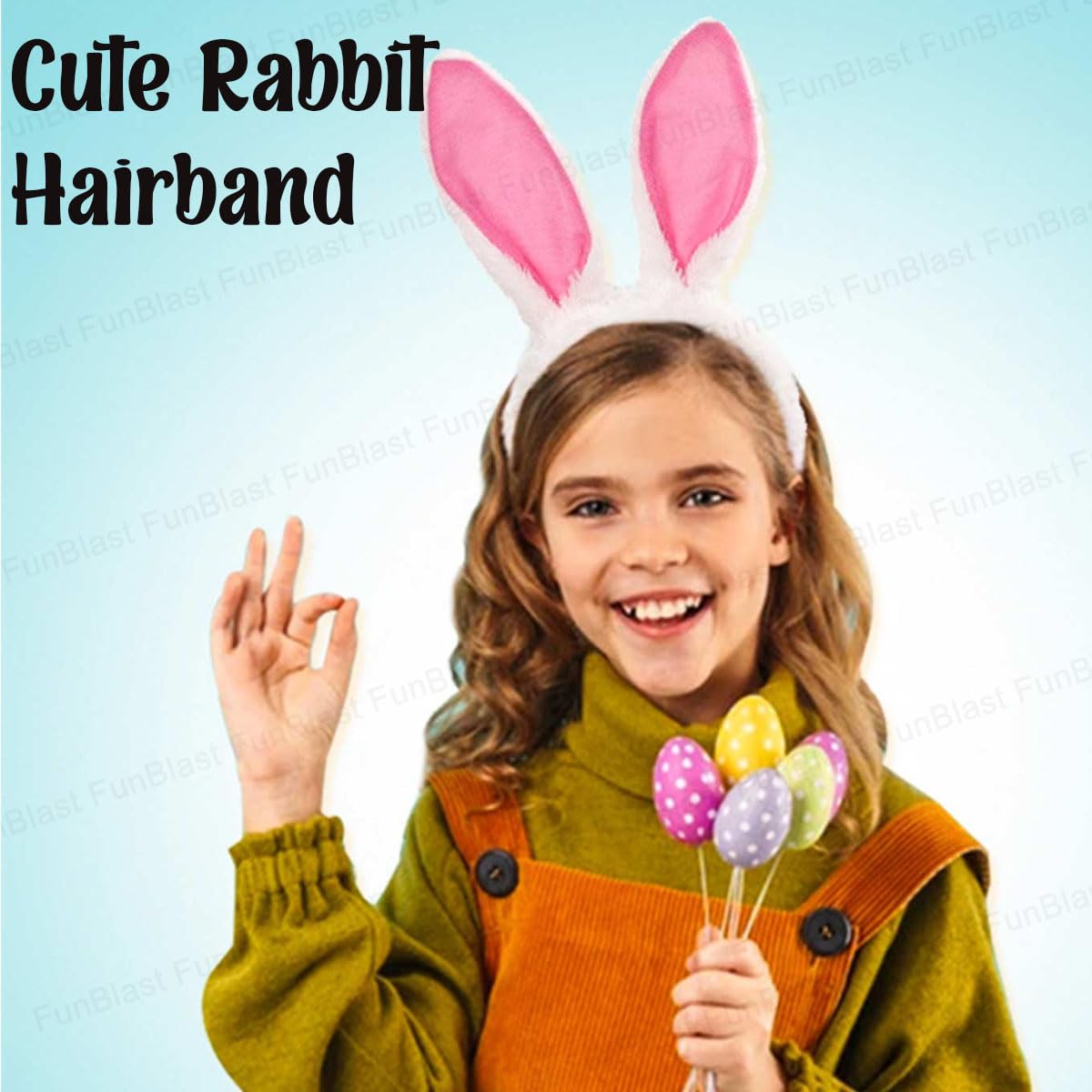 Cute Bunny Hairband for Girls - Hairband for Girls Kids, Hair Accessories, Hairband/headband for Girls, Rabbit Ear Hairband for Girls (Pack of 1)