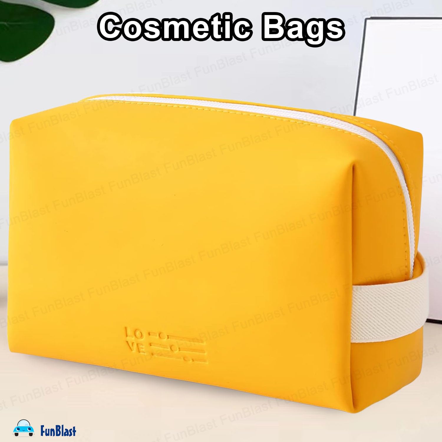 Multipurpose Cosmetic Pouch with Zipper Lock for Girls & Women (Yellow)