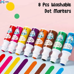 Super Dots Markers for Kids – 8 Pcs Washable Dot Markers for Artist, Professional, Beginners, Washable Marker Bottle Pens for Kids