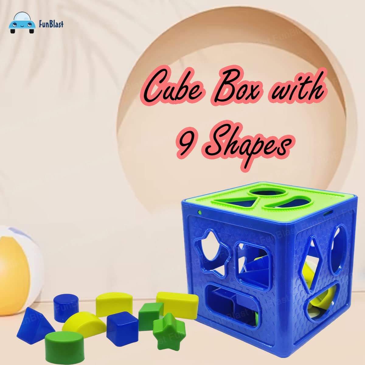 Shape Sorter Cubes for Kids - Colour Recognition Shapes Sorting and Plugging Toys, Cube Box with 9 Shapes for 3+ Ys Old Kids, Boys & Girls