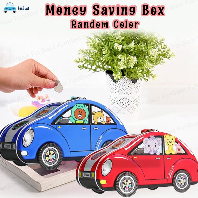 Piggy Bank - Car Shaped Coin Box with Moving Wheel for Kids, Piggy Bank for Kids, Coin Box for Kids, Money Bank for Kids