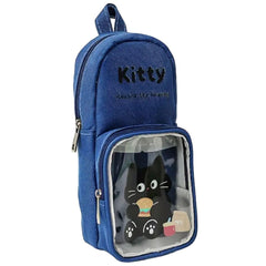 Cartoon Design Hangable Canvas Pencil Pouch for Kids (Blue)