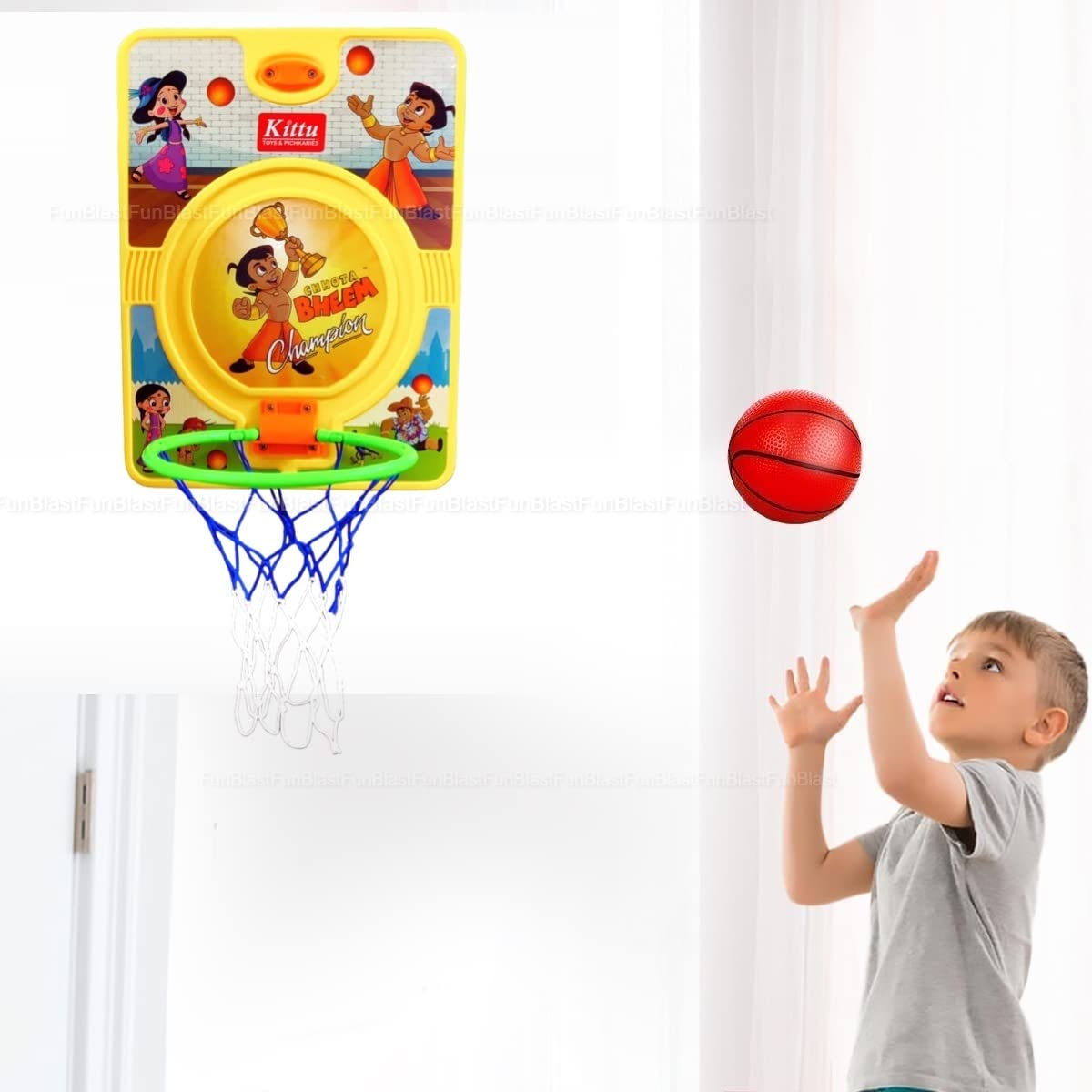 Wall Mount Basket Ball For Kids Boys-Basket Ball For Kids Portable Set With Hanging Board, Net, Ball, Pin, Indoor And Outdoor Game, Basketball Hoop Set For Kids