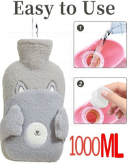 Hot Water Bag with Cute Cartoon Design Soft Cover for Pain Relief – Heating Bag, Heating Pad Hot Water Bottle & Rubber Bottle for Hot Water Bag for Pain Relief- 1000 ML